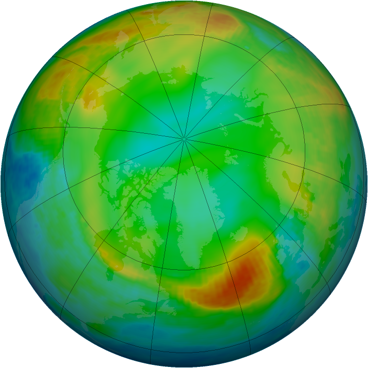Arctic ozone map for 24 December 1989